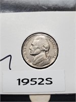 AU 1952-S Jefferson nickel