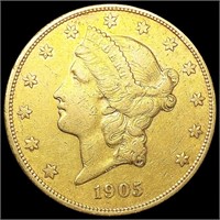 1905-S $20 Gold Double Eagle CLOSELY UNCIRCULATED
