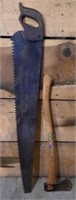 Vintage Rip Hand Saw & Collins Axe