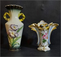 Two Gilted Vases with Floral Design