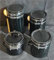 4 Black Cylinder Canisters