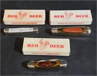 800.196  Three Red Deer Pocketknives in Original
