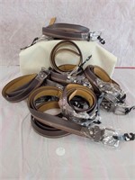 Lot of 14 New Thick Brown Leather Belts