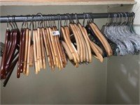 Wood Clothes Hangers in Closet