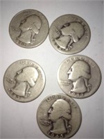 Five 1940s Quarters