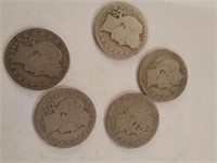 Five 1892-1900s Quarters