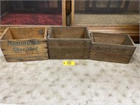 2 Remington and 1 Winchester Wood Ammo Crates