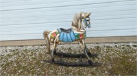VINTAGE WOODEN ROCKING HORSE 36" TALL X 39"