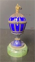 Blue Faberge Sterling Enameled Egg Pendant