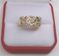 Sterling Gold Tone Diamond Heart Ring