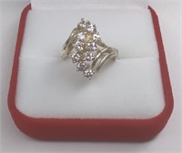 Sterling White Sapphire Cluster Ring