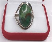 Sterling Green Turquoise Oval Ring