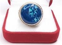 Sterling Blue/Green Azurite Ring