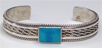 Sterling Navajo Artist Turquoise Cuff Bracelet