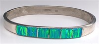 Sterling Mexico Inlaid Blue/Green Opal Bracelet