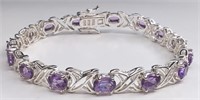 Sterling Light Purple Amethyst Link Bracelet