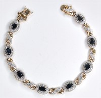 Sterling Gold Tone Blue Sapphire Bracelet