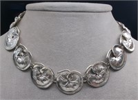 Heavy Sterling ILARIA Lily Pad Link Necklace