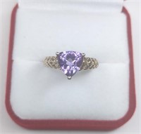 Sterling Triange Cut Purple Amethyst Ring