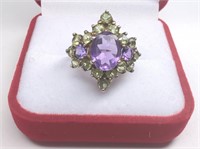 Sterling Purple Amethyst & Peridot Ring
