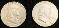 1951 1963 Silver Franklin Half Dollars