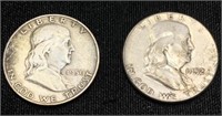 1950 1952 Silver Franklin Half-dollars