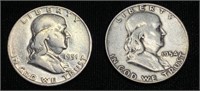 1951&1954 Silver Franklin Half-dollars