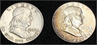 Two 1963d Silver Franklin Half-dollars