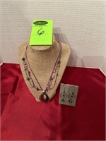 Ladies 22" Necklace & w/Pierced Earring Set