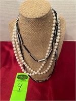 21" Long Bead & Simulated Pearl Necklace