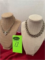 Ladies Rhinestone Necklace, Gold Tone Necklace