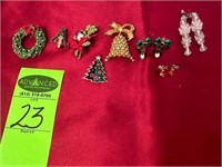 Christmas Pins & Christmas Piereced Earrings
