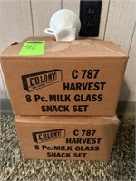 2 Boxes Colony 8 pc Milk Glass Snack Set
