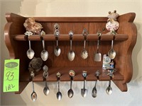 Souvenir Spoon Rack w/Spoons on Wall