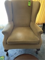 Beige/Tan Wing Back Velvet Chair