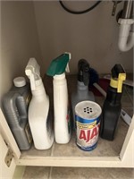 Cleaning Products under sink w/basket