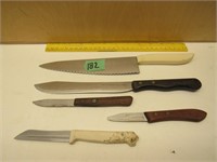 VINTAGE WOODEN, PLASTIC, AND METAL HANDLE KNIVES
