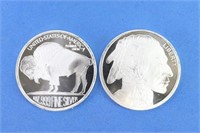 Two - Silver Buffalo Rounds, 1oz Each