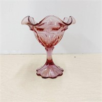Fenton Pink Glass Footed Compote