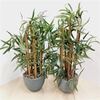 Pair of Faux Bamboo in Planter Pots