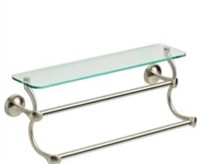 Delta 18 in. Glass Shelf with Double Towel Bar