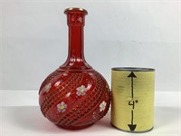 (PT) Vase en verre rouge ruby, hobnail