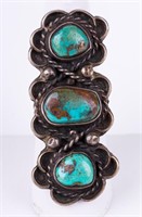 Hand Designed Native Am. Silver Turquoise Ring