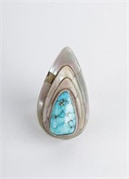 Outstanding Native Am. Sterling Turquoise Ring