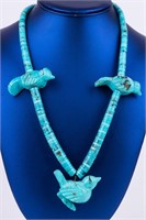 Outstanding Native Am. Turquoise Bird Necklace