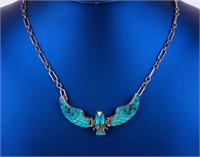 Native Am. Silver Turquoise Eagle Necklace