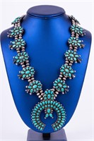 N.A. Sterling Turquoise Squash Blossom Necklace
