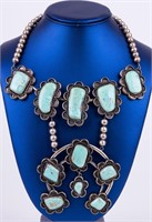 Exceptional Native Ame Sterling Turquoise Necklace