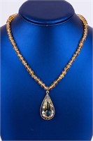 14 Karat Gold Yellow Topaz Vintage Necklace