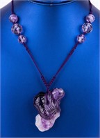 Antique Chinese Carved Amethyst Necklace